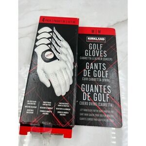 Kirkland Signature Cabretta Leather Golf Gloves White Medium 3 Pack Left Hand